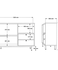 Buffet 2 portes et 2 tiroirs Axyl L120cm Chêne et Anthracite