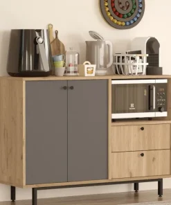 Buffet 2 portes et 2 tiroirs Axyl L120cm Chêne et Anthracite