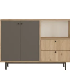 Buffet 2 portes et 2 tiroirs Axyl L120cm Chêne et Anthracite