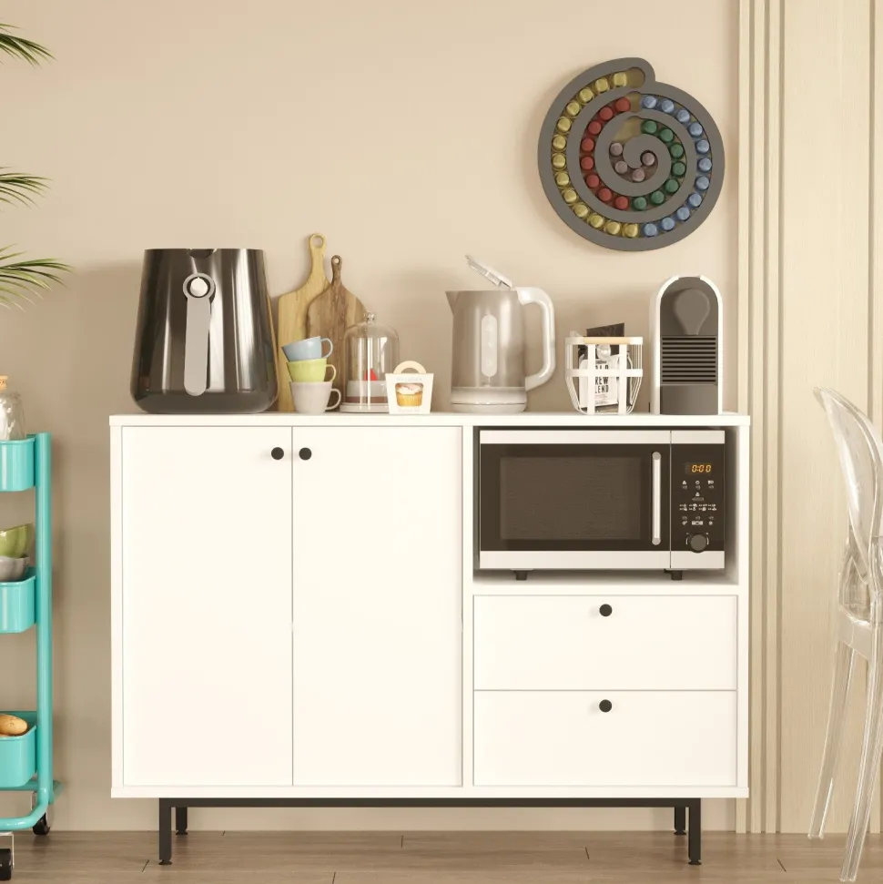 Buffet 2 portes et 2 tiroirs Axyl L88cm Blanc