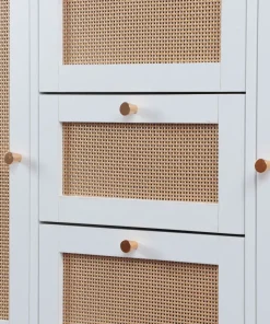 Buffet 3 tiroirs et 2 portes avec cannage Dalgora L120cm Blanc