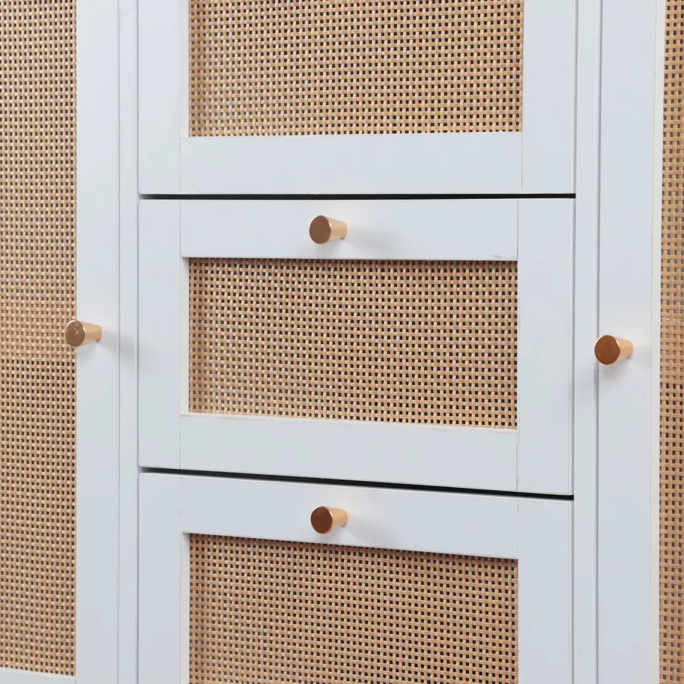Buffet 3 tiroirs et 2 portes avec cannage Dalgora L120cm Blanc