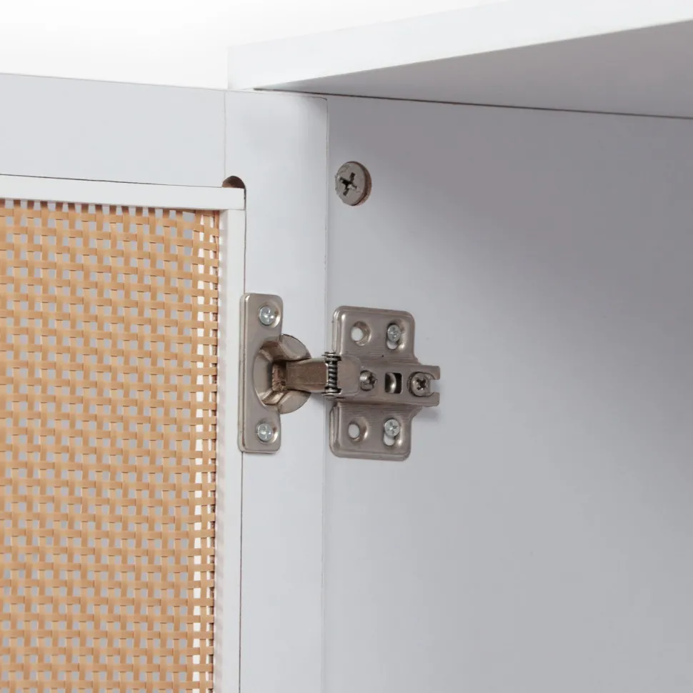 Buffet 3 tiroirs et 2 portes avec cannage Dalgora L120cm Blanc