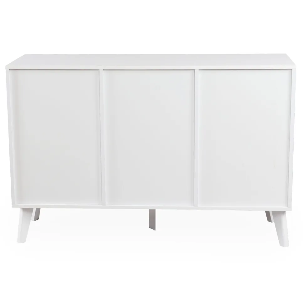 Buffet 3 tiroirs et 2 portes avec cannage Dalgora L120cm Blanc