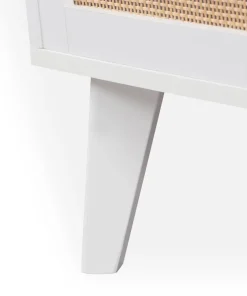 Buffet 3 tiroirs et 2 portes avec cannage Dalgora L120cm Blanc