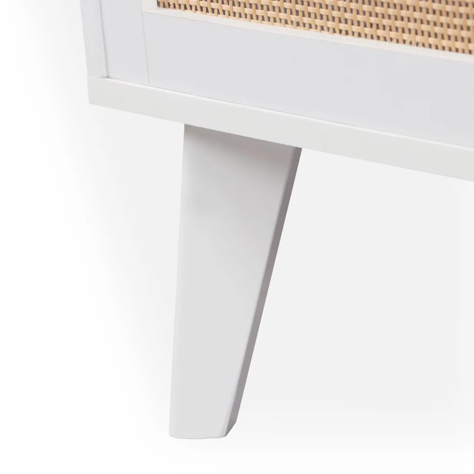Buffet 3 tiroirs et 2 portes avec cannage Dalgora L120cm Blanc