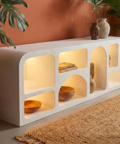 Buffet bas L160cm design arches avec LED intégrées Navalor Blanc