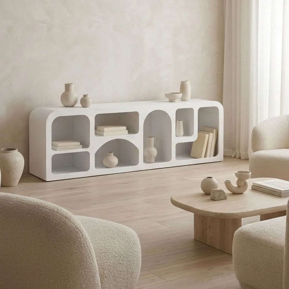 Buffet bas Navalor L160cm design arches style troglodyte Blanc