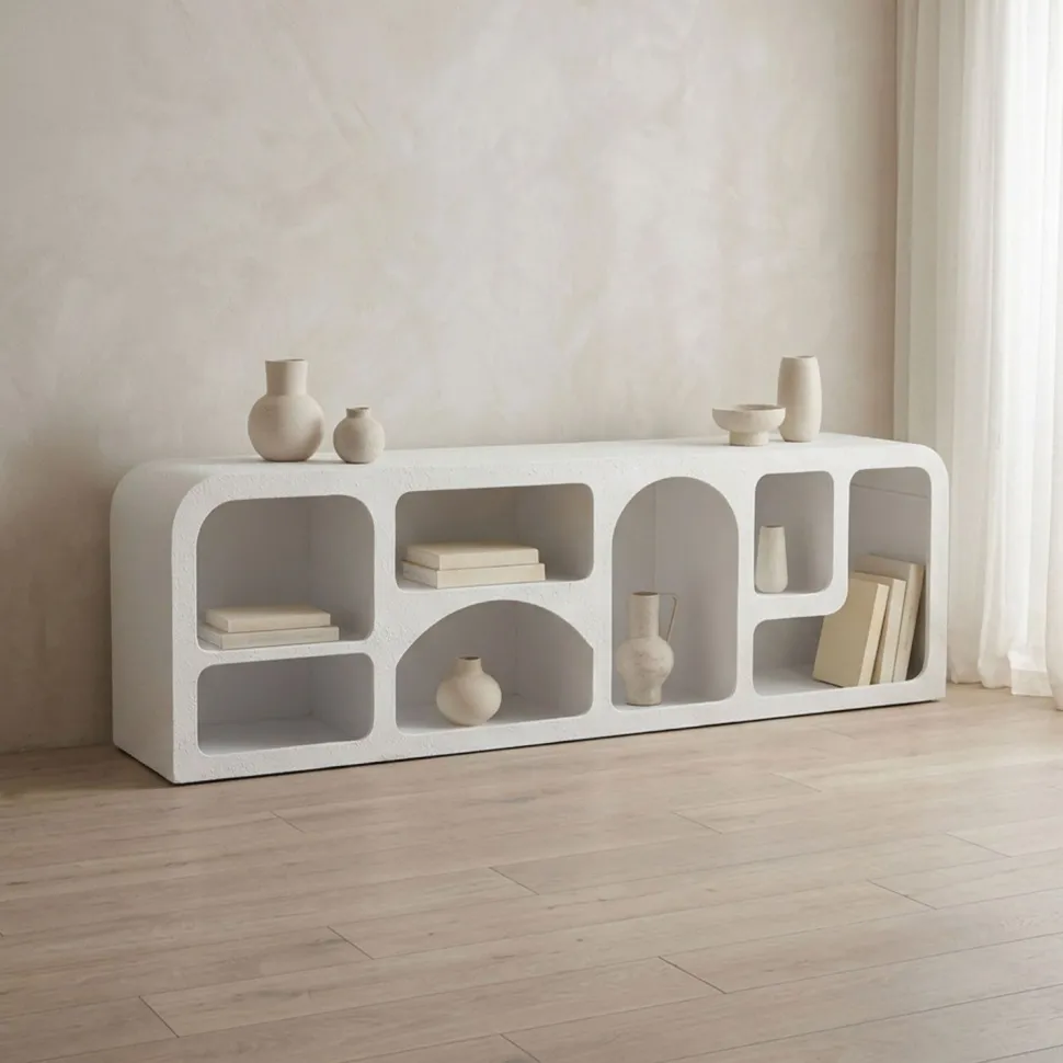 Buffet bas Navalor L160cm design arches style troglodyte Blanc