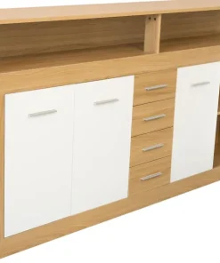 Buffet contemporain L190cm 4 portes er 4 tiroirs Lunata Bois sonoma et Blanc