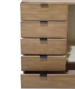 Buffet haut 5 tiroirs et 1 porte battante Panara L90cm Bois d'acacia patiné