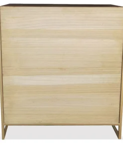Buffet haut 5 tiroirs et 1 porte Edgar L90cm Bois Marron et Métal Or