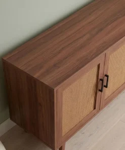 Buffet moderne L113cm Poetis 3 portes avec cannage Rotin et Bois