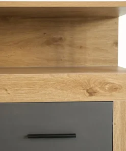 Buffet style industriel L190cm 4 portes er 4 tiroirs Lunata Chêne et Gris