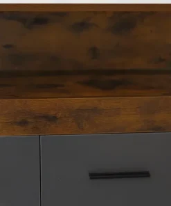 Buffet style industriel L190cm 4 portes er 4 tiroirs Lunata Bois foncé et Gris