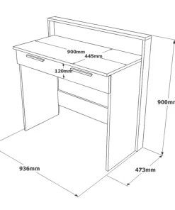 Bureau 1 tiroir Manolo Bois Marron et Effet Ciment Gris