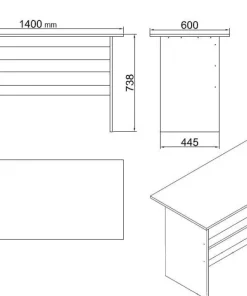 Bureau, armoire, commode et table basse Busymo Chêne foncé et Noir