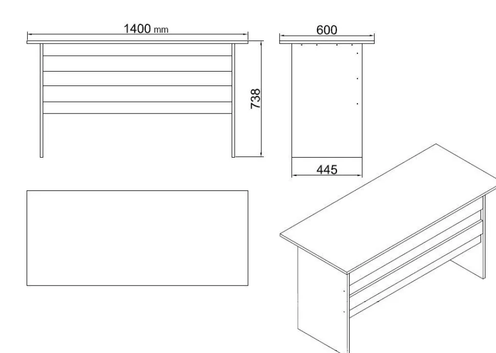 Bureau, armoire, commode et table basse Busymo Chêne foncé et Noir