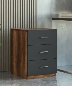 Bureau, armoire, commode et table basse Busymo Chêne foncé et Noir