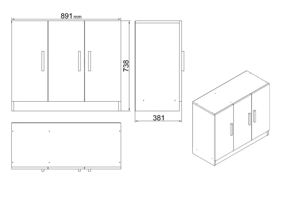 Bureau, armoire, commode et table basse Busymo Chêne foncé et Noir
