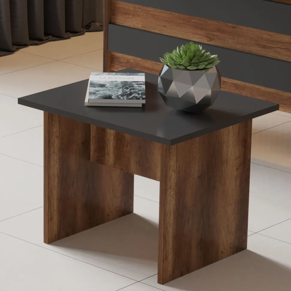 Bureau, armoire, commode et table basse Busymo Chêne foncé et Noir