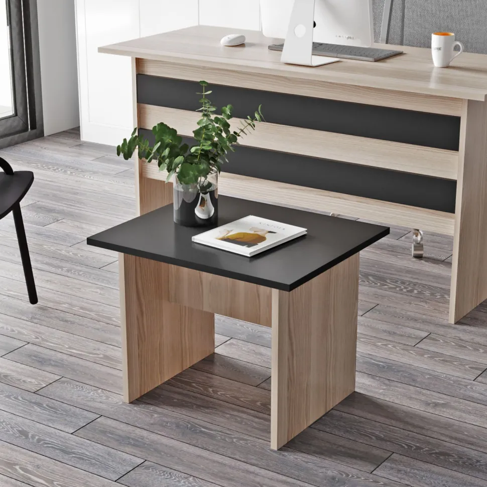 Bureau, armoire, commode et table basse Busymo Chêne clair et Noir