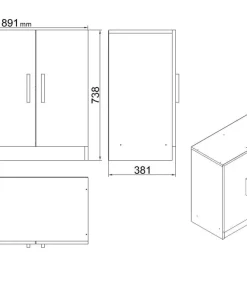 Bureau, armoire, commode et table basse Busymo Chêne clair et Noir