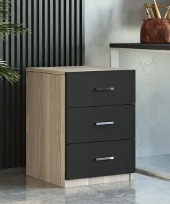 Bureau, armoire, commode et table basse Busymo Chêne clair et Noir