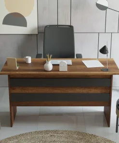 Bureau contemporain Busymo Chêne foncé et Gris
