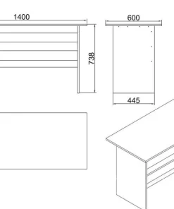 Bureau contemporain Busymo Chêne foncé et Gris
