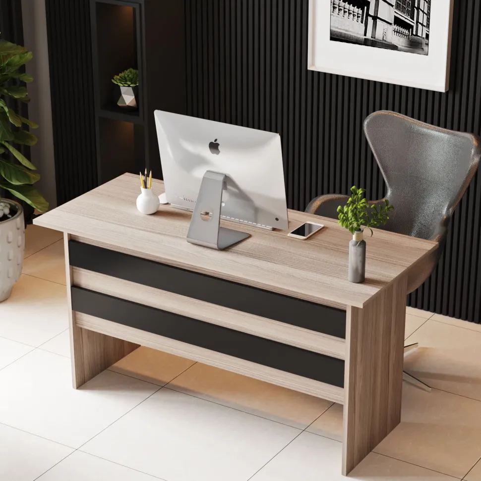 Bureau contemporain Busymo Chêne clair et Noir