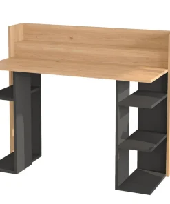 Bureau design à étagères Vrecto L124cm Bois et Gris