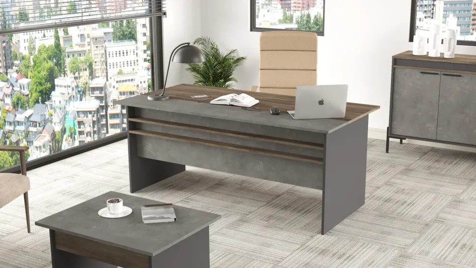 Bureau Harvey Bois Naturel et Gris