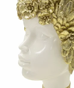 Buste femme polyrésine blanc et ailes dorées