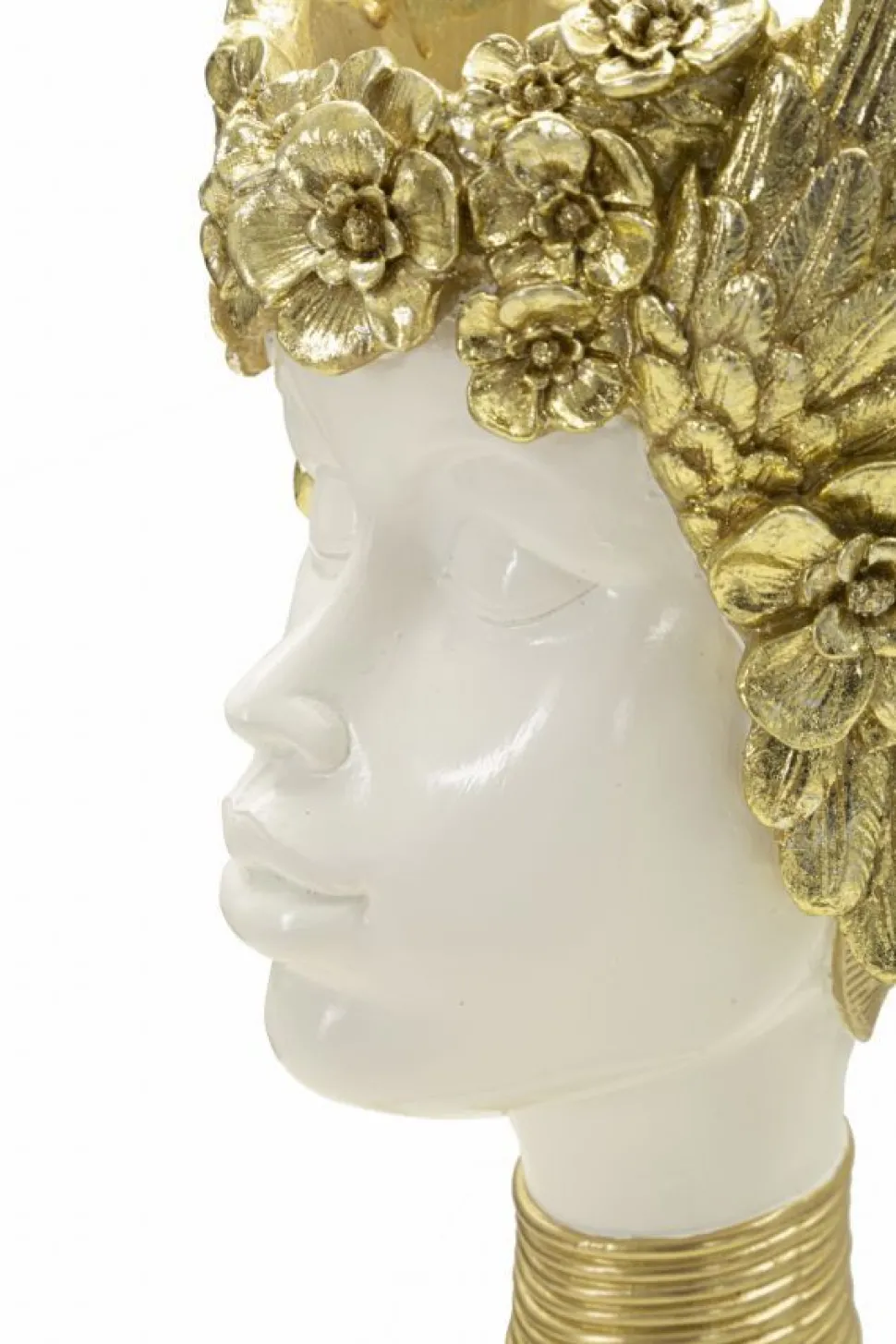 Buste femme polyrésine blanc et ailes dorées