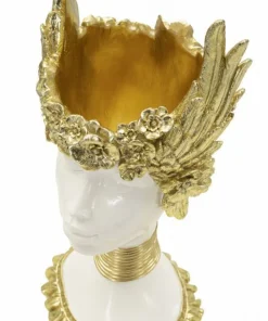 Buste femme polyrésine blanc et ailes dorées