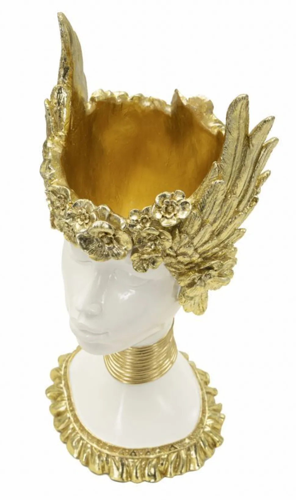 Buste femme polyrésine blanc et ailes dorées