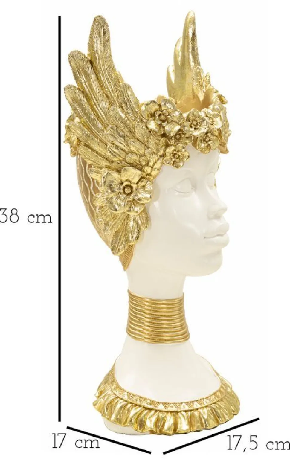 Buste femme polyrésine blanc et ailes dorées