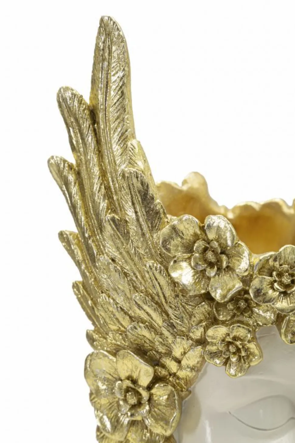 Buste femme polyrésine blanc et ailes dorées