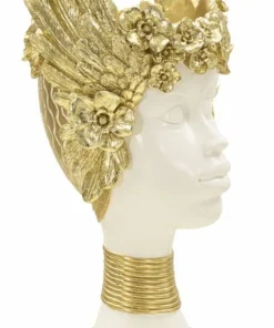 Buste femme polyrésine blanc et ailes dorées