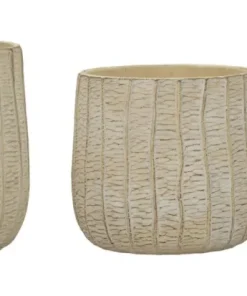 Cache-pot 3 pcs texture naturelle beige