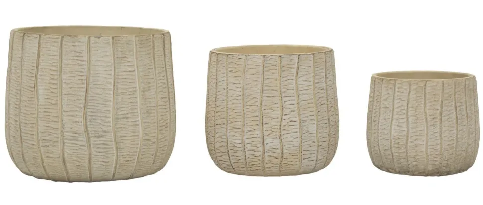Cache-pot 3 pcs texture naturelle beige