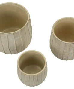 Cache-pot 3 pcs texture naturelle beige