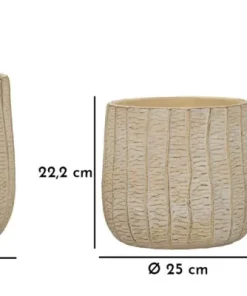 Cache-pot 3 pcs texture naturelle beige