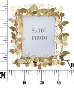 Cadre photo en métal doré Papillon et verre