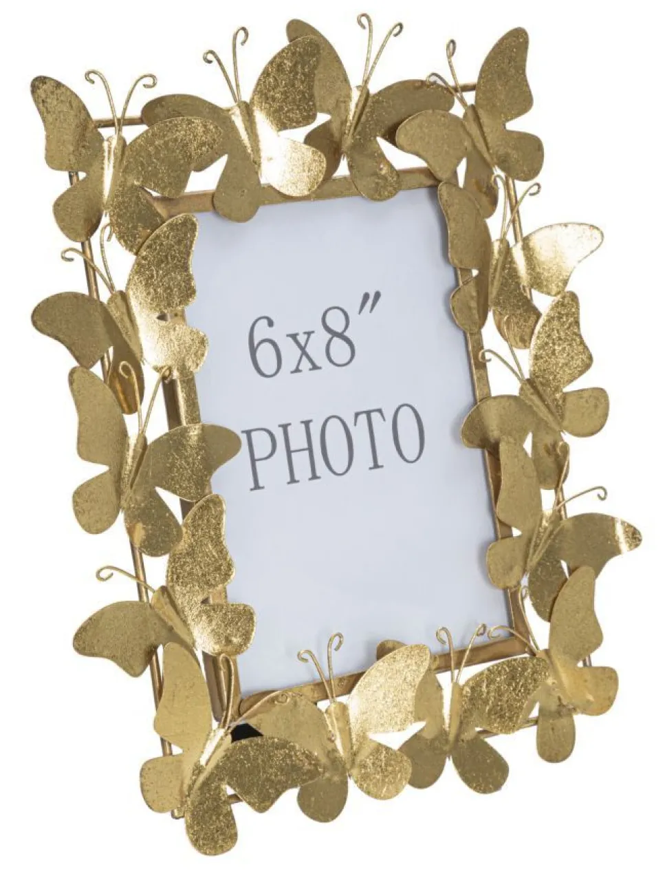 Cadre photo métal doré décor papillons en fer et verre
