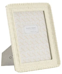 Cadre photo rectangulaire résine imitation bambou crème