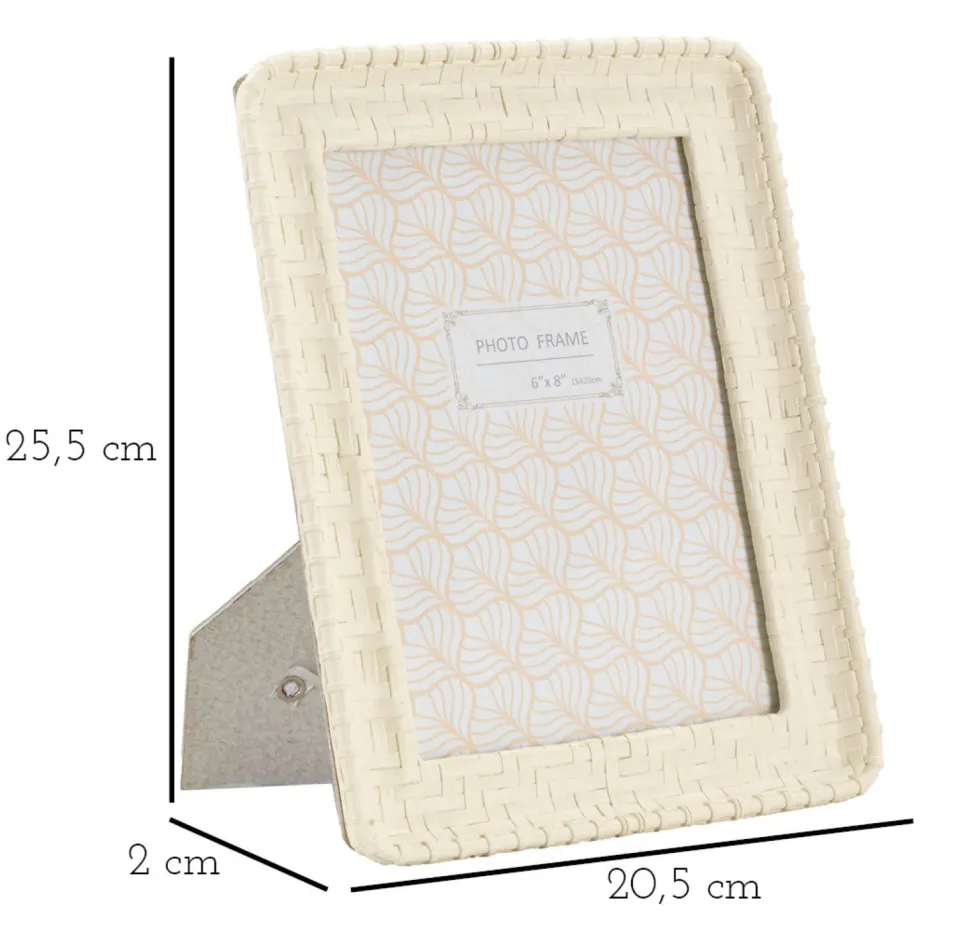 Cadre photo rectangulaire résine imitation bambou crème