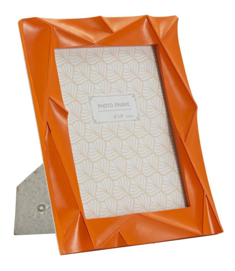 Cadre photo rectangulaire en résine Orange et verre