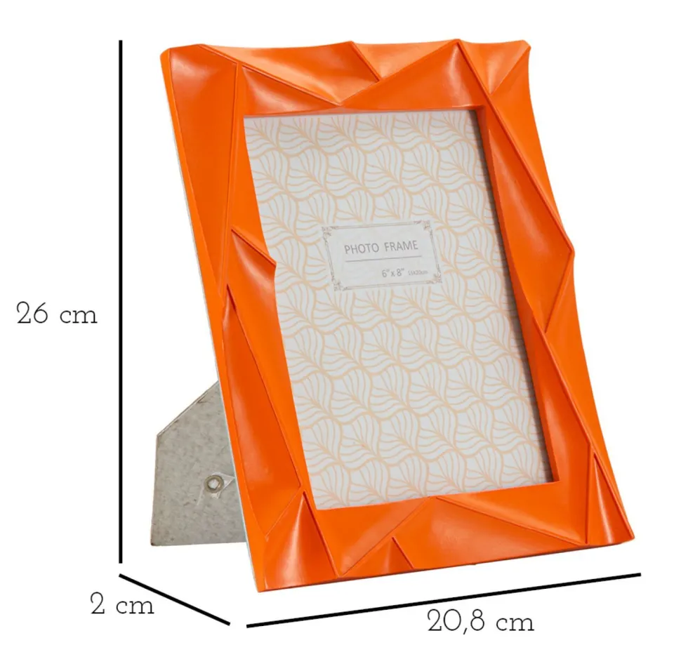 Cadre photo rectangulaire en résine Orange et verre